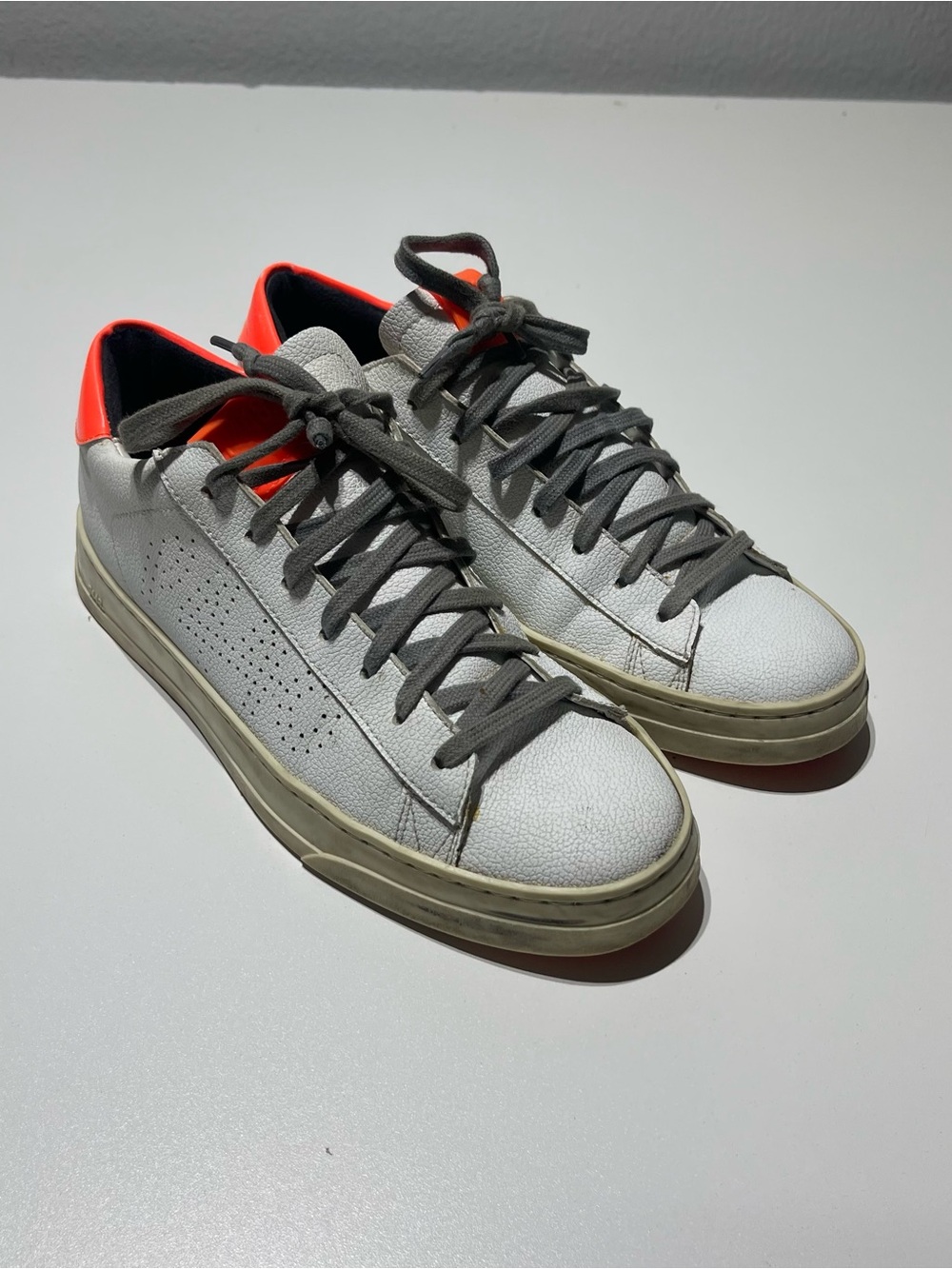 P448 Jack Recycled Women's Low White Orange Leather Sneakers Size US 8 EU 38